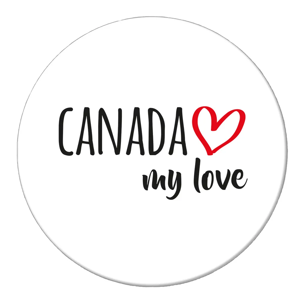 Huuraa Magnet Canada my love Kühlschrankmagnet Größe 59mm für alle Fans von Kanada Geschenk Idee für Freunde und Familie